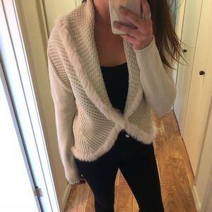 Love Token - Knit Sweater with Faux Fur Trim